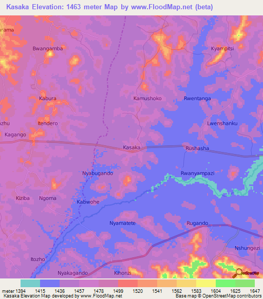 Kasaka,Uganda Elevation Map