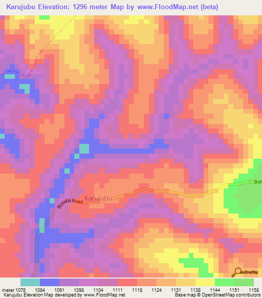 Karujubu,Uganda Elevation Map