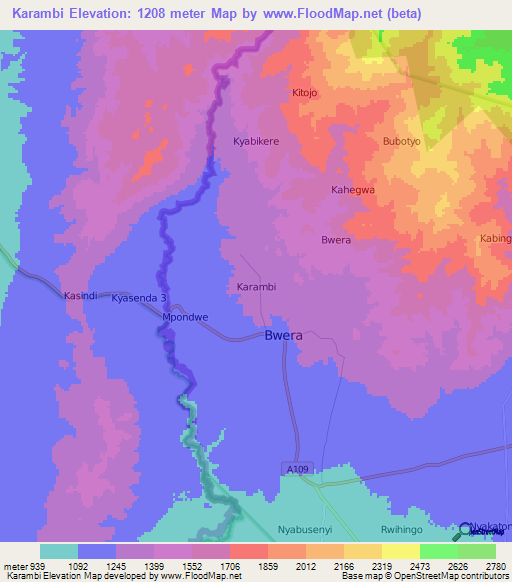 Karambi,Uganda Elevation Map