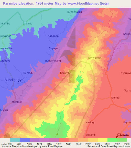 Karambe,Uganda Elevation Map