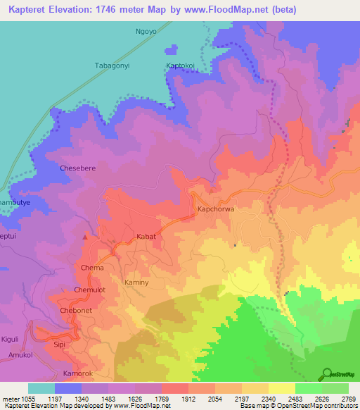 Kapteret,Uganda Elevation Map
