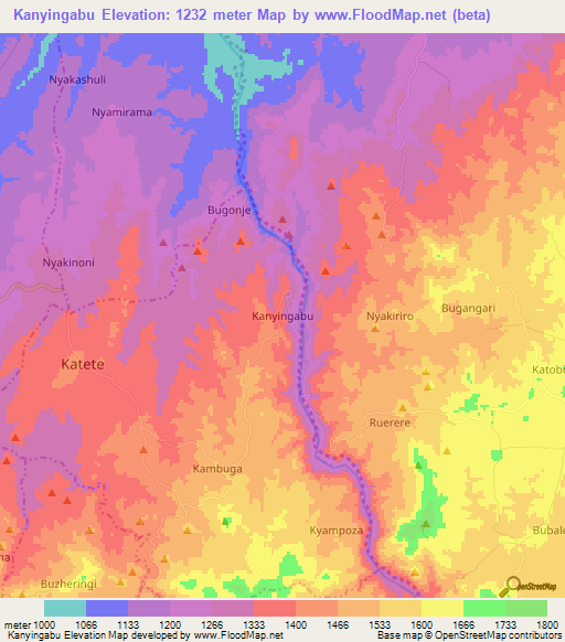 Kanyingabu,Uganda Elevation Map