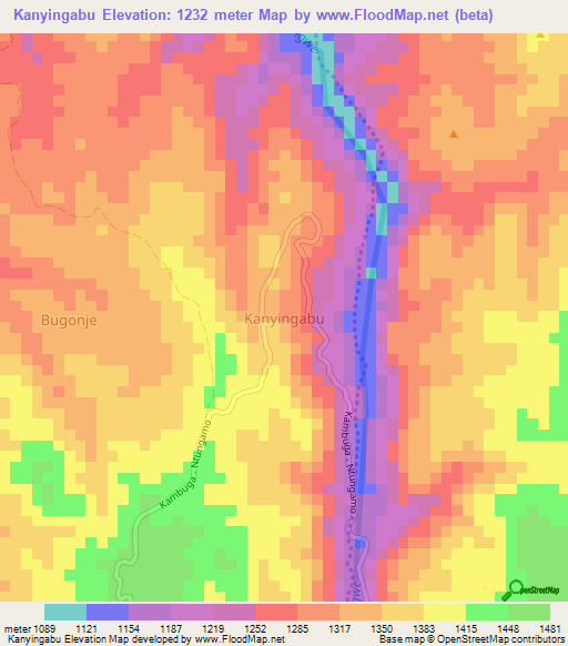 Kanyingabu,Uganda Elevation Map