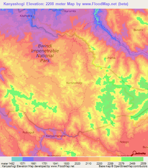 Kanyashogi,Uganda Elevation Map