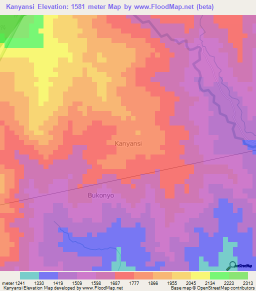 Kanyansi,Uganda Elevation Map