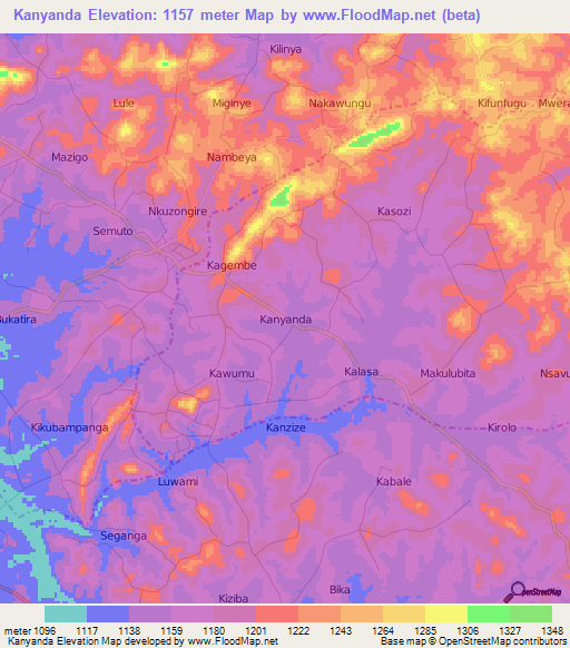 Kanyanda,Uganda Elevation Map