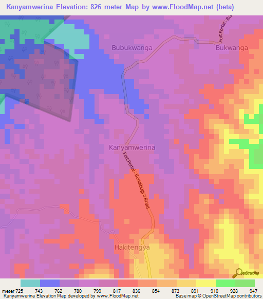 Kanyamwerina,Uganda Elevation Map