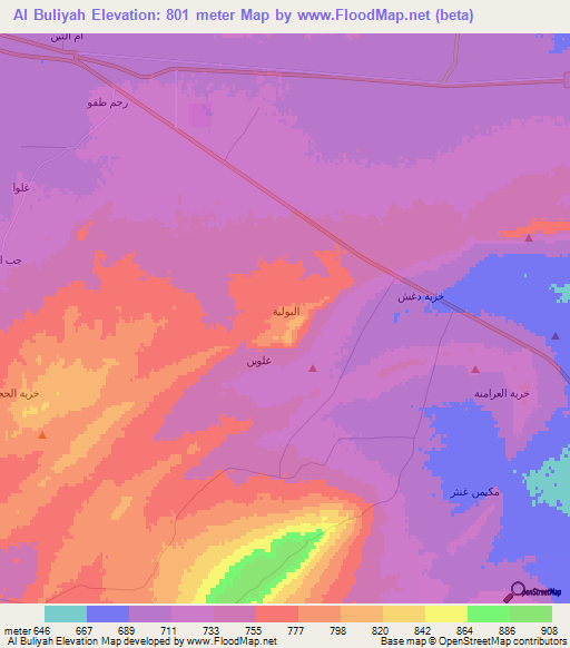 Al Buliyah,Syria Elevation Map