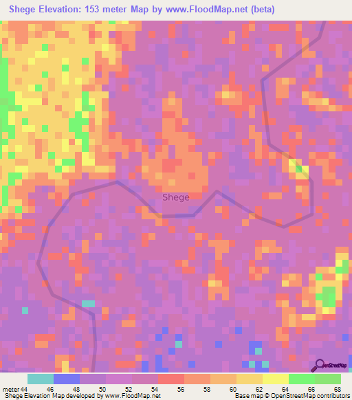 Shege,Nigeria Elevation Map