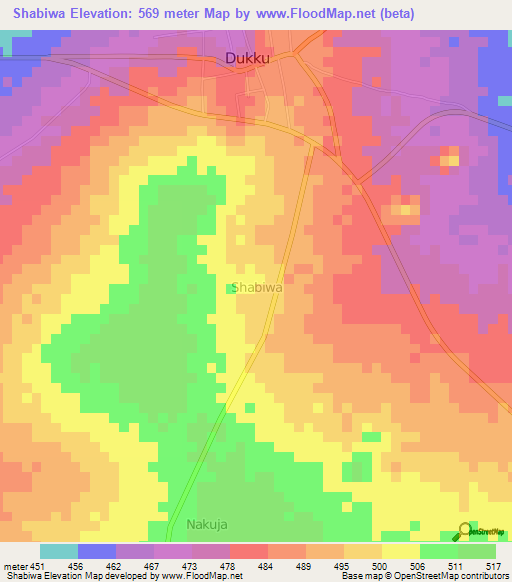 Shabiwa,Nigeria Elevation Map