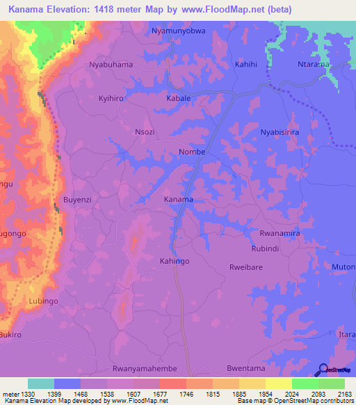 Kanama,Uganda Elevation Map