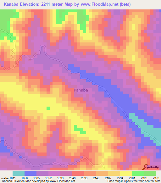 Kanaba,Uganda Elevation Map