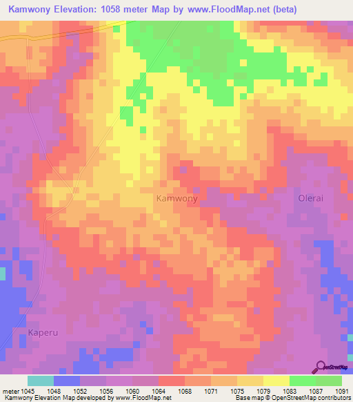 Kamwony,Uganda Elevation Map