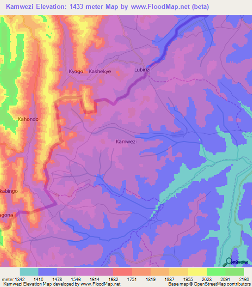 Kamwezi,Uganda Elevation Map