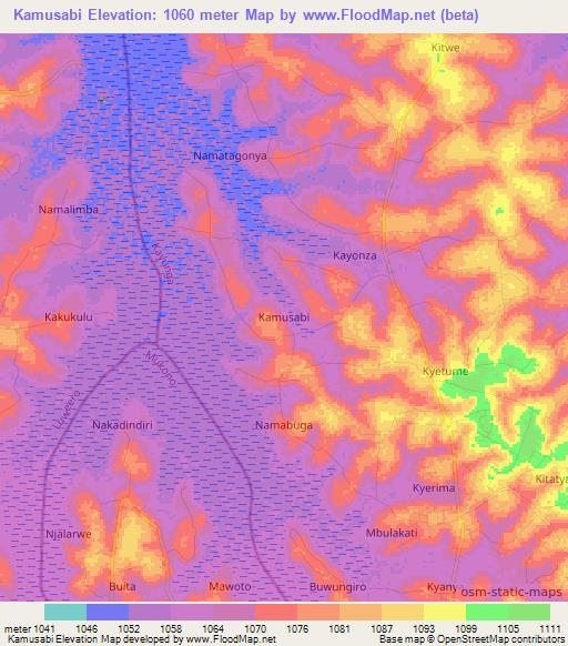 Kamusabi,Uganda Elevation Map