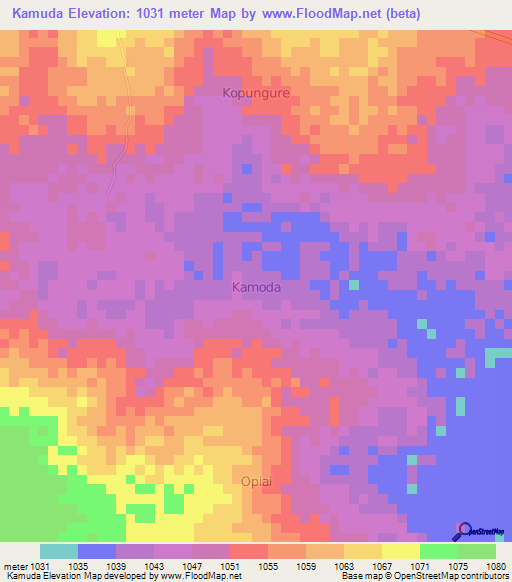 Kamuda,Uganda Elevation Map