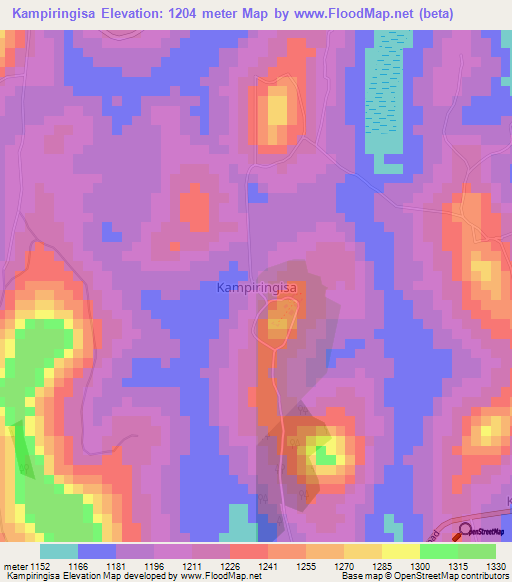 Kampiringisa,Uganda Elevation Map
