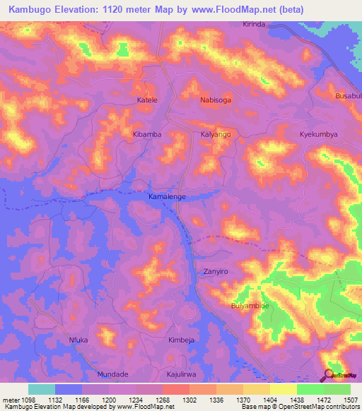 Kambugo,Uganda Elevation Map