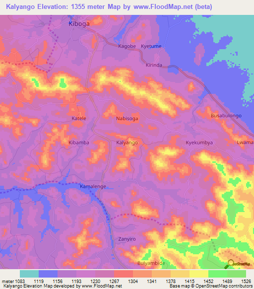 Kalyango,Uganda Elevation Map