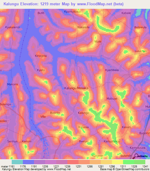 Kalungu,Uganda Elevation Map