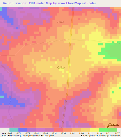 Kalito,Uganda Elevation Map