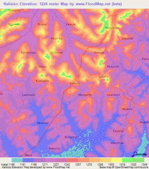 Elevation of Kalisizo,Uganda Elevation Map, Topography, Contour