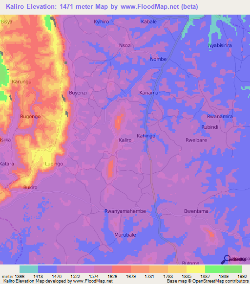 Kaliro,Uganda Elevation Map