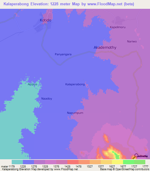 Kalaperabong,Uganda Elevation Map