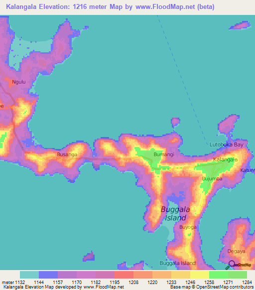 Kalangala,Uganda Elevation Map