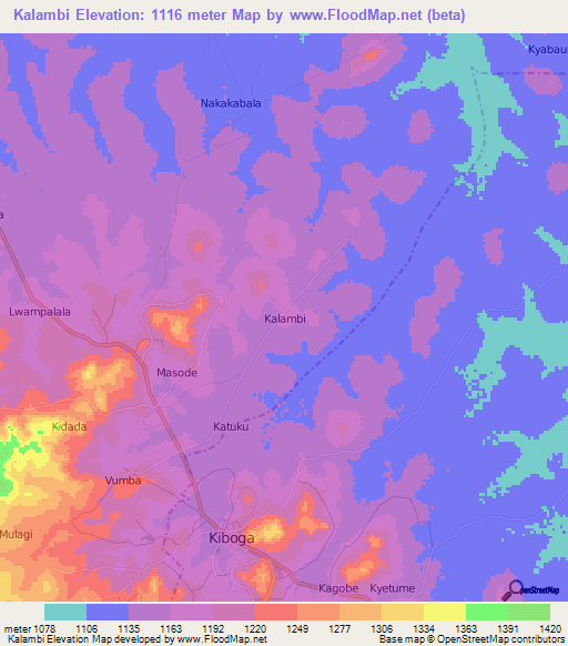 Kalambi,Uganda Elevation Map