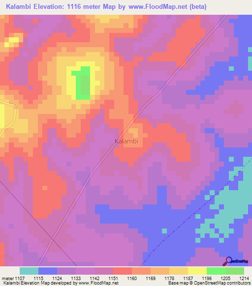 Kalambi,Uganda Elevation Map