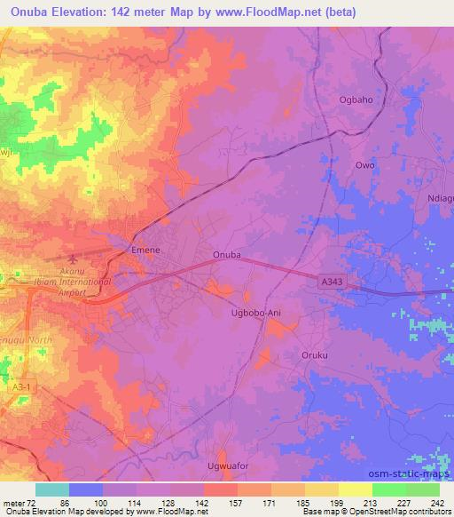 Onuba,Nigeria Elevation Map