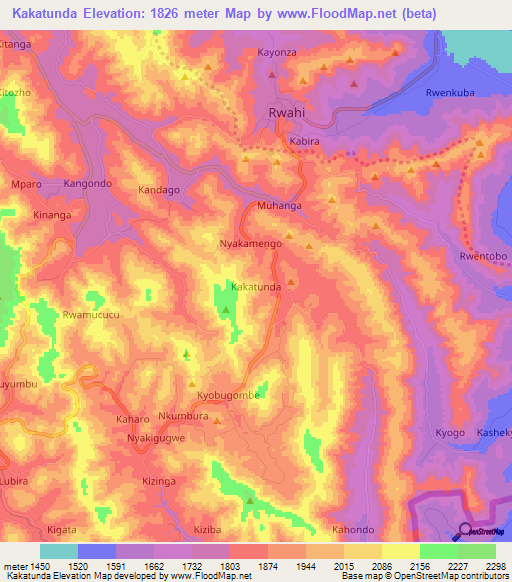 Kakatunda,Uganda Elevation Map