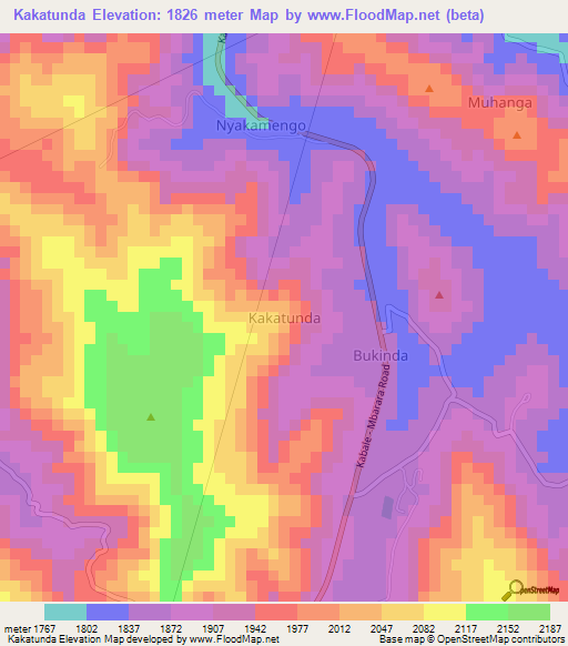 Kakatunda,Uganda Elevation Map