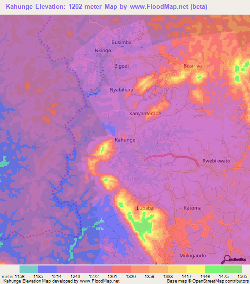 Kahunge,Uganda Elevation Map