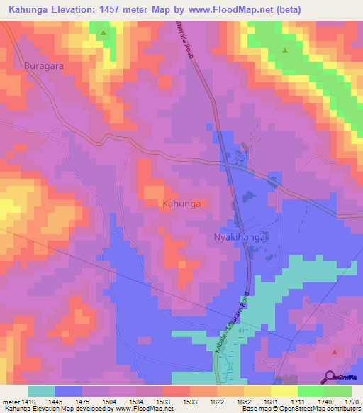 Kahunga,Uganda Elevation Map