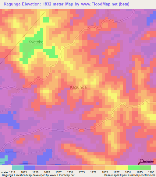 Kagunga,Uganda Elevation Map