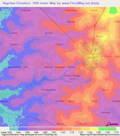 Kagolwa,Uganda Elevation Map