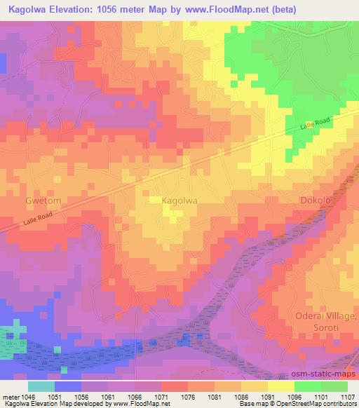Kagolwa,Uganda Elevation Map