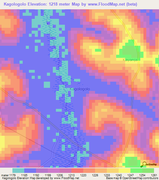 Kagologolo,Uganda Elevation Map