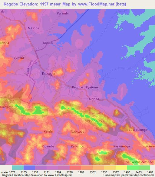 Kagobe,Uganda Elevation Map