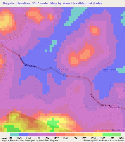 Kagobe,Uganda Elevation Map