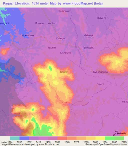 Kagazi,Uganda Elevation Map
