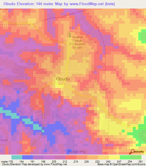 Obudu,Nigeria Elevation Map