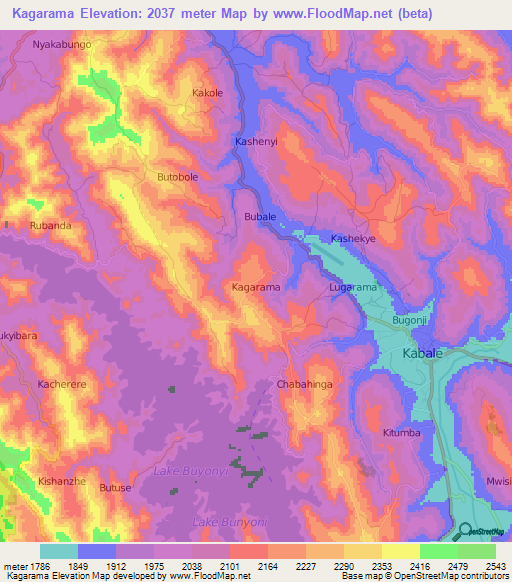 Kagarama,Uganda Elevation Map