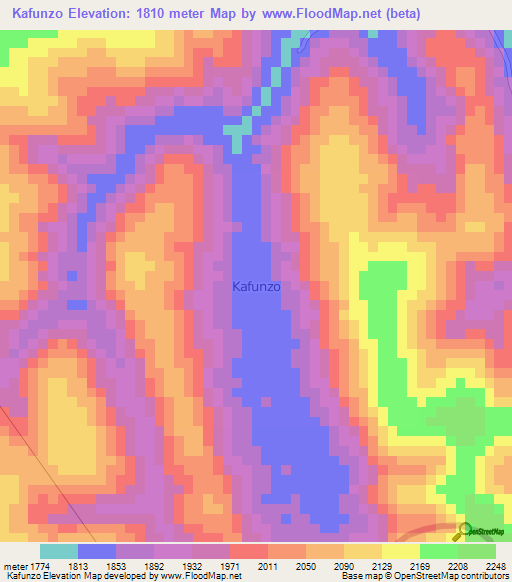 Kafunzo,Uganda Elevation Map