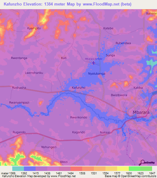 Kafunzho,Uganda Elevation Map