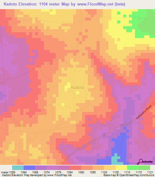 Kadoto,Uganda Elevation Map