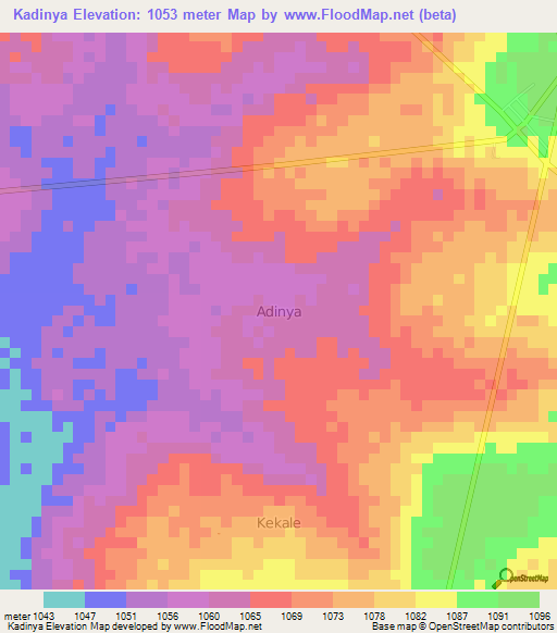 Kadinya,Uganda Elevation Map