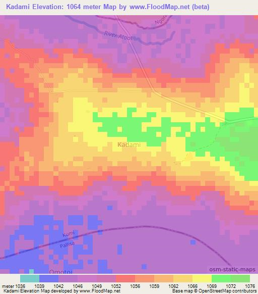 Kadami,Uganda Elevation Map